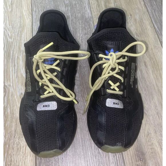 Adidas NMD R1 V2 Core Black Pulse Yellow Sonic Ink GW6021 Youth US Size 6 - Picture 5 of 11